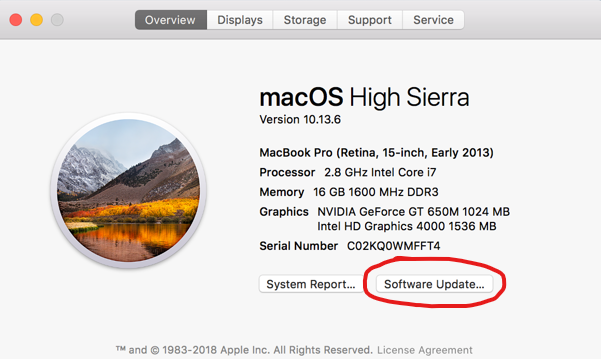 macos softare update circled